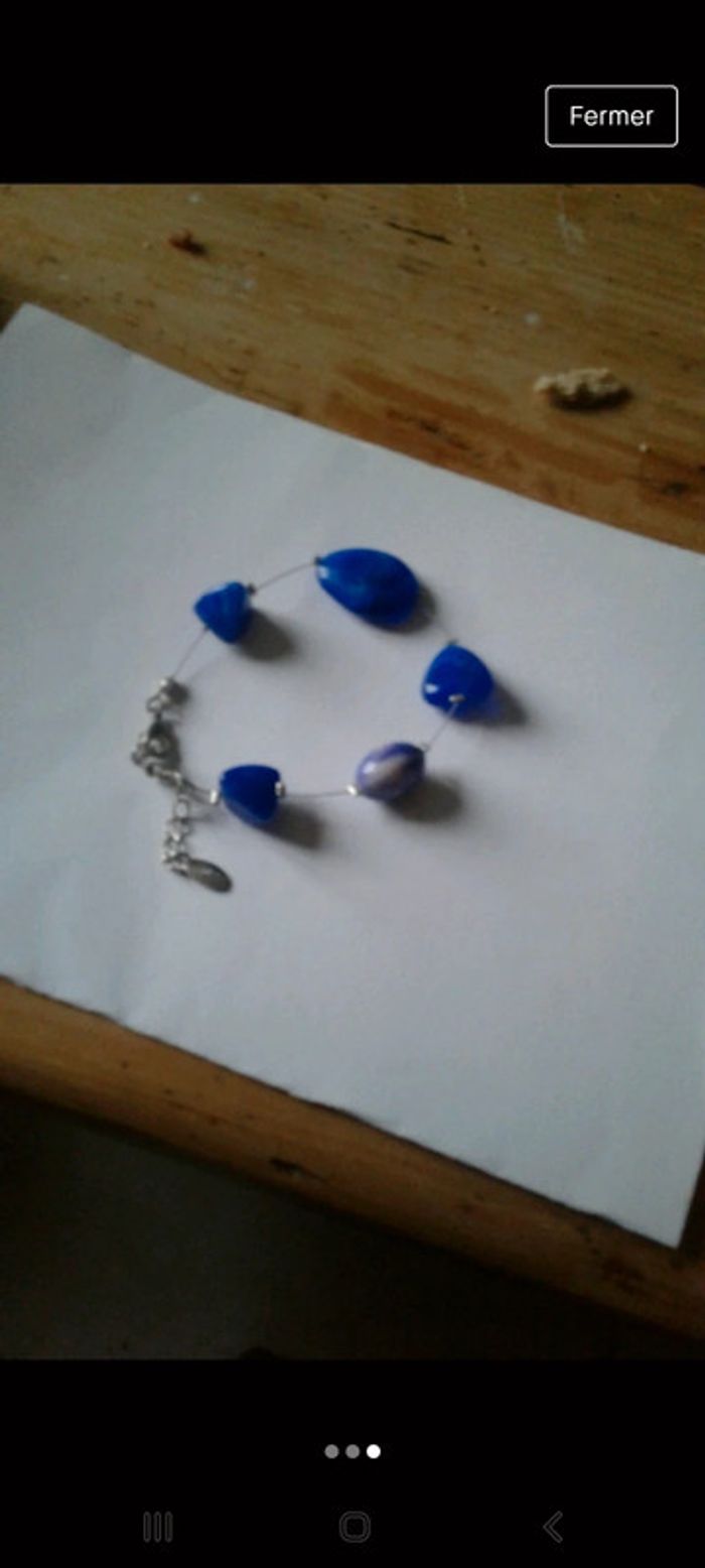 Bracelet grosses perles bleu - photo numéro 3