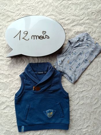 Sweat col V sans manche Garçon 12 mois In Extenso