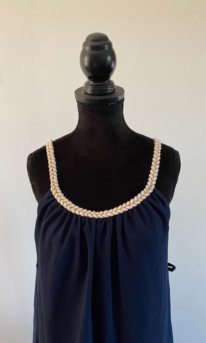 Robe été Made in France fluide marine dorée avec col tressé taille S / M - photo numéro 4