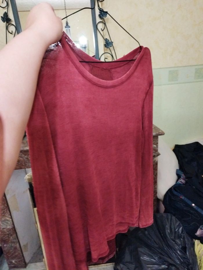 T-shirt top bordeaux sequin nœud dos y2k L/40 - photo numéro 13