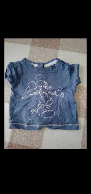 Tee shirt 1 mois manches courtes bleu Disney Mickey