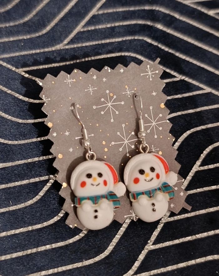 Boucles d'oreilles bonhomme de neige noël