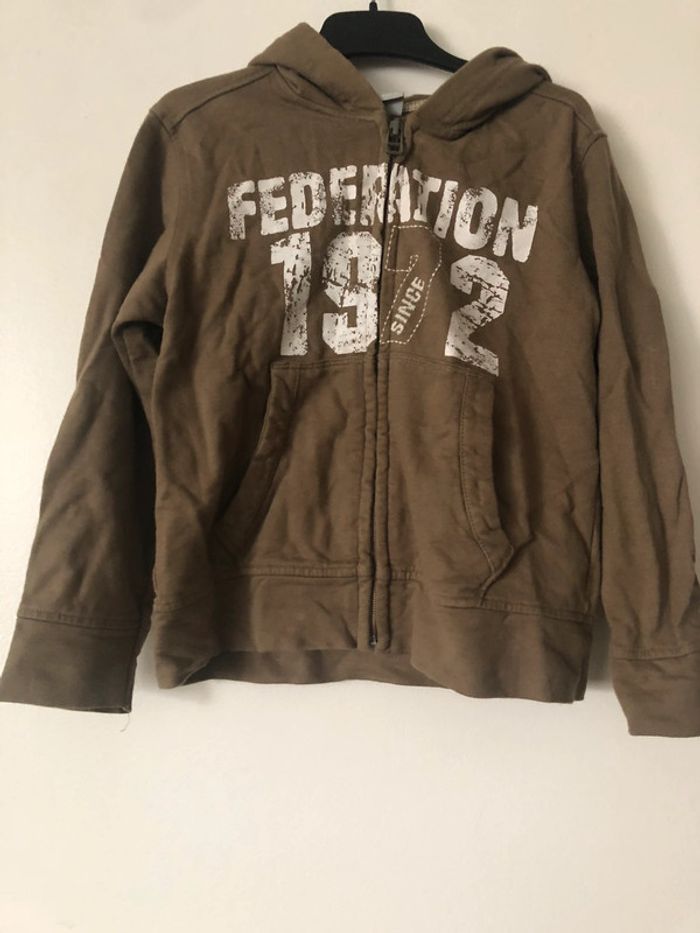 Veste sweat a capuche mixte 4 ans kaki IDEXE - photo numéro 2