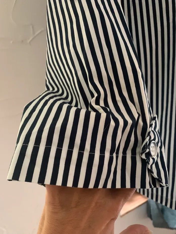 Chemise Zara oversize rayé bleu et blanc taille L - photo numéro 6