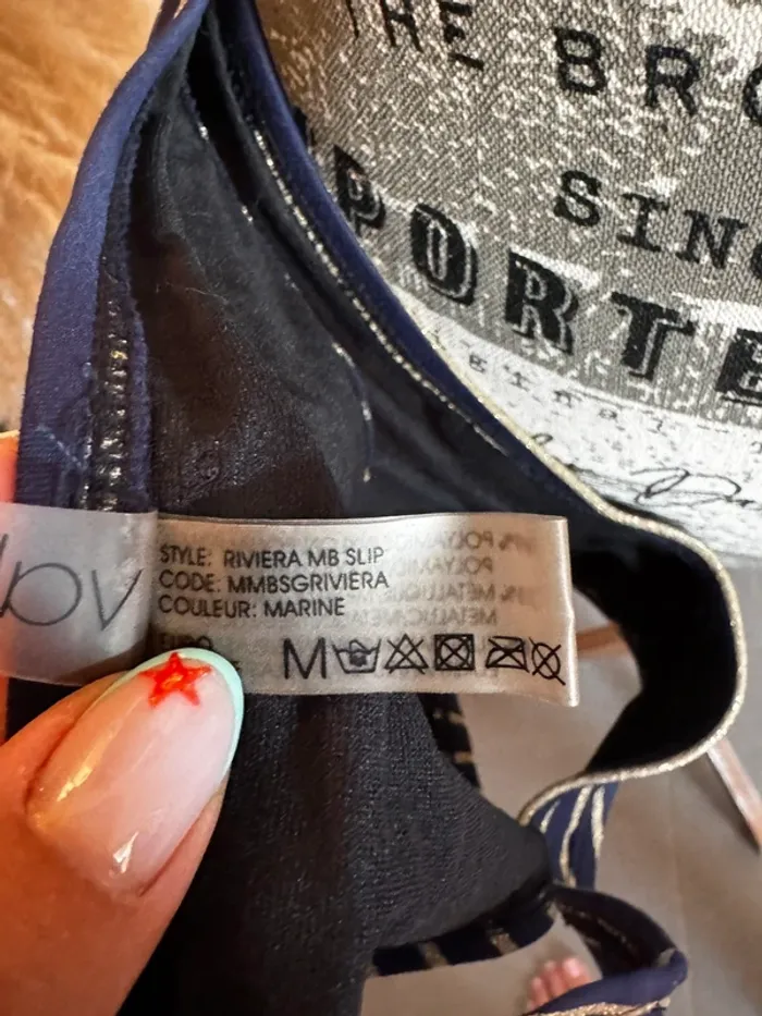 Bikini bleu marine rayé doré - photo numéro 9