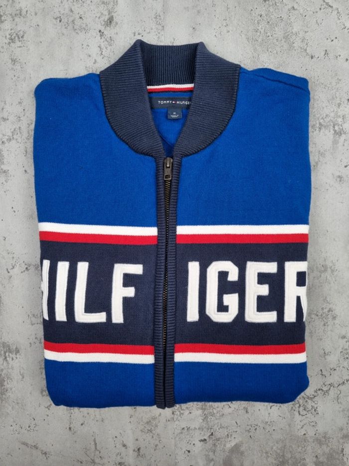 Veste zippée Tommy Hilfiger – Bleu & Blanc – Taille M Hommes (mesures en photos) - photo numéro 2