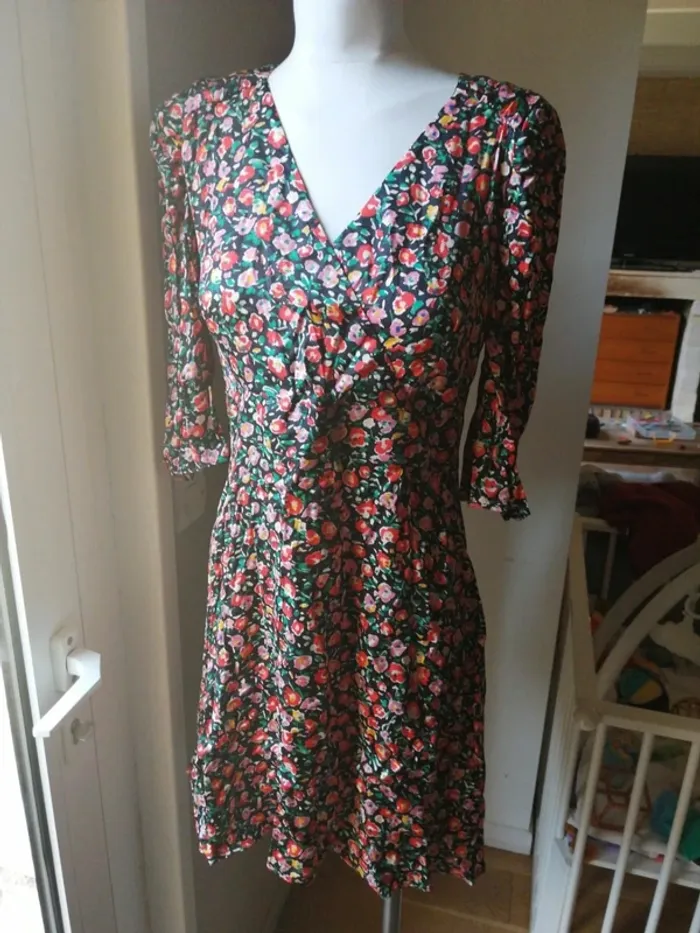 Robe fleurie à manches 3/4 naf naf taille 36 - photo numéro 4