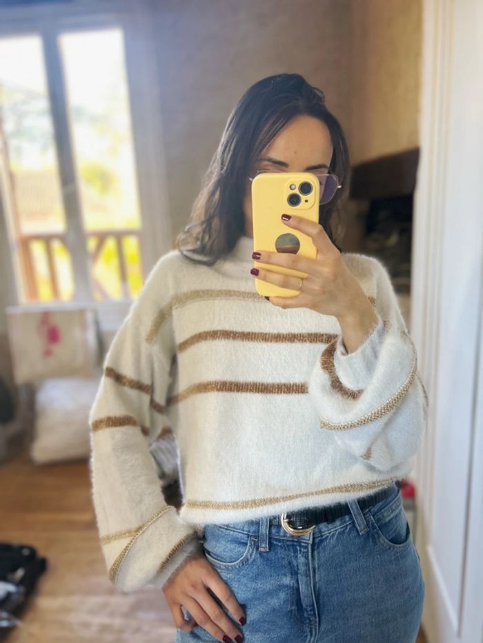 Pull fluffy rayé Mango - photo numéro 3
