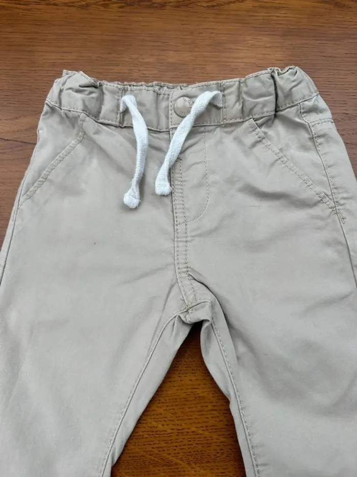 Pantalon en toile beige Kiabi 9 mois - photo numéro 3