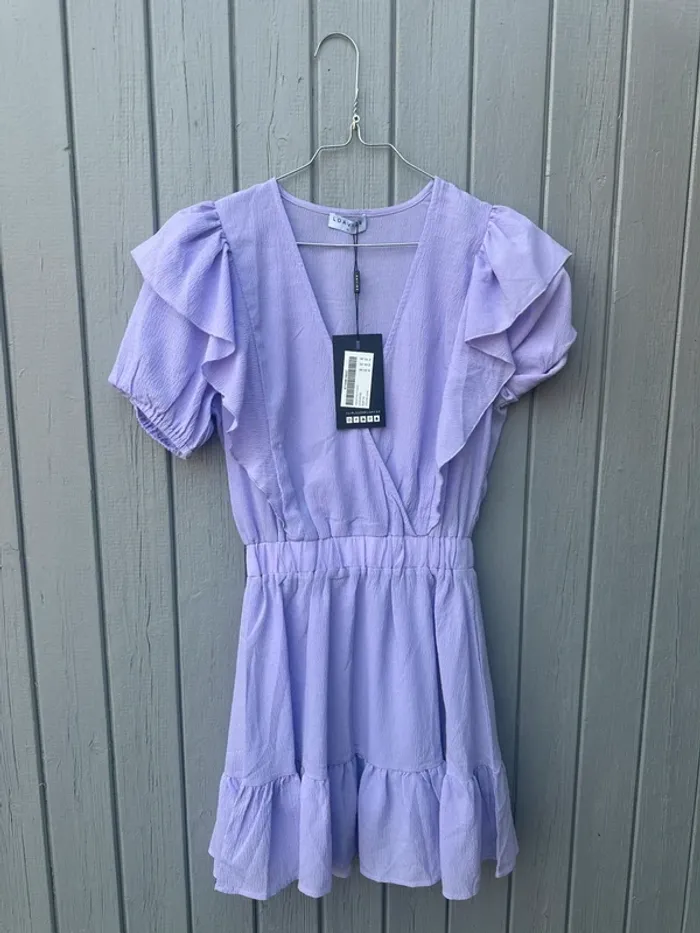 Robe d’été manches courtes à volants Lila décolleté doublée 34/XS