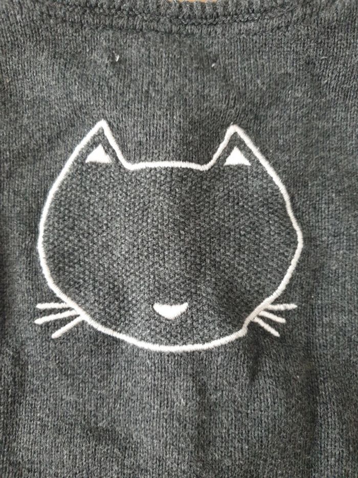 Gilet chat gris foncé et rose pâle - photo numéro 4