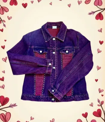 🖤🥀Veste en jean vintage 2000 bordeaux Y2K collector indie sleaze rock burgundy denim jacket🥀🖤