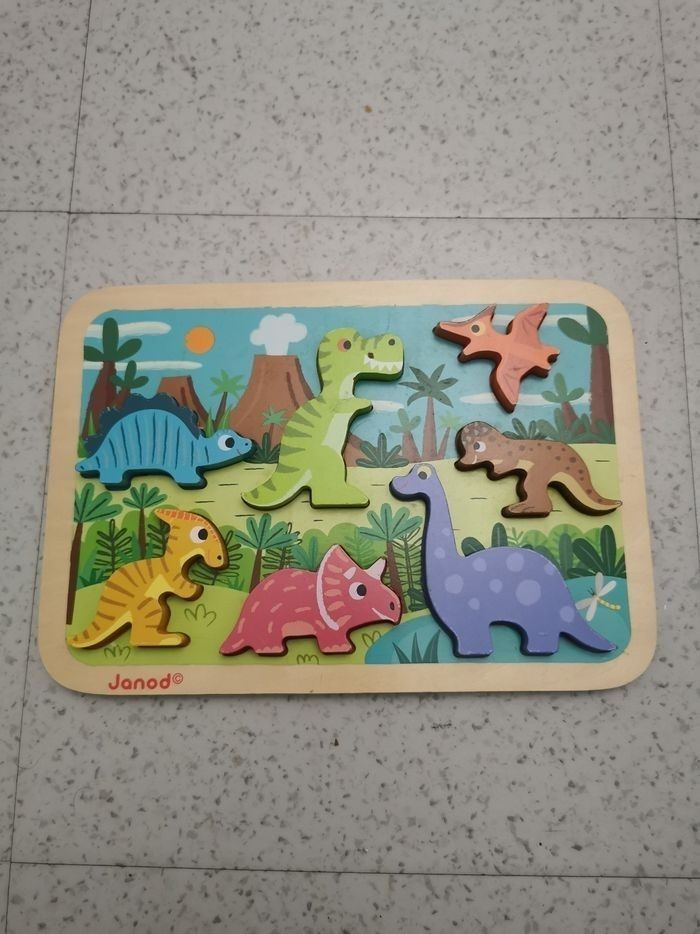 Puzzle en bois dinausore et course de vitesse janod - photo numéro 7
