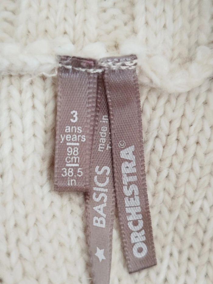 Robe pull col roulé manches courtes crème Orchestra taille 3 ans - photo numéro 3