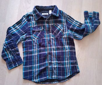 Chemise à carreaux doublée bleu marine Okaïdi T. 6 ans