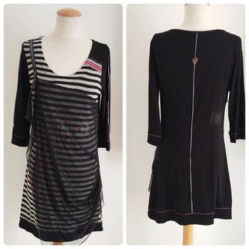 Robe noire imprimée avec voile manches 3/4 La mode est à vous taille 38