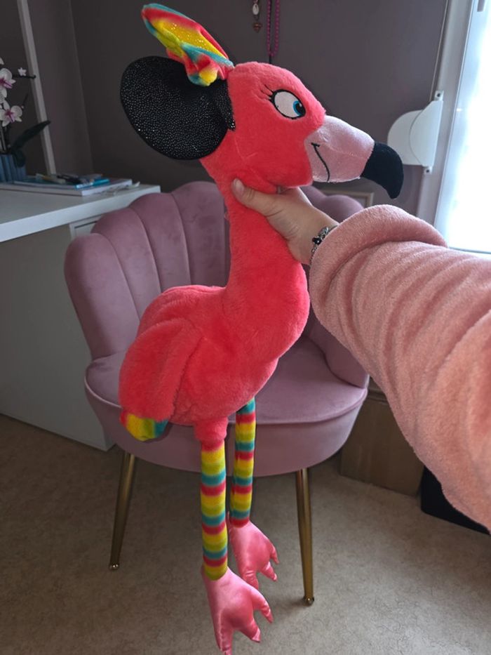 Grande peluche flamand rose Minnie mouse - photo numéro 8
