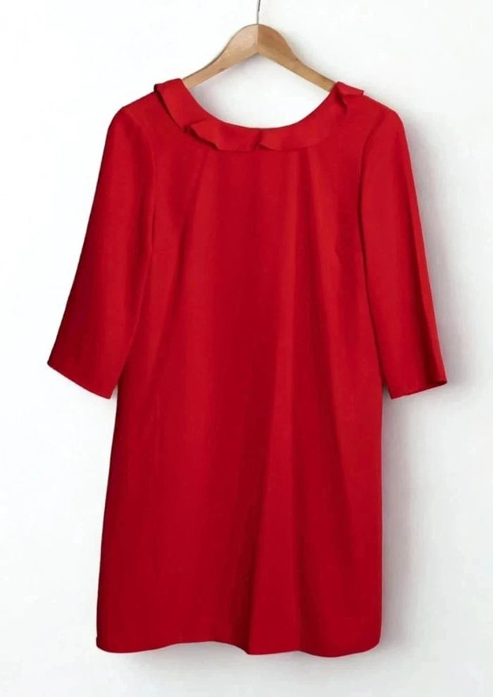 Élégante robe rouge volants coupe évasée L’atelier de Camille Taille S - photo numéro 2