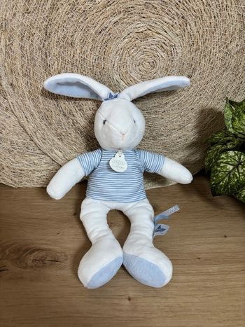 Doudou lapin matelot blanc maillot bleu rayé doudou et compagnie