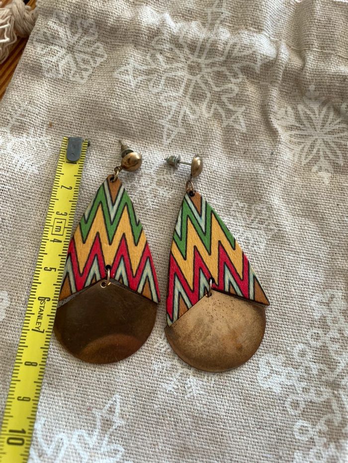 Boucles d’oreilles bois ethnique - photo numéro 2