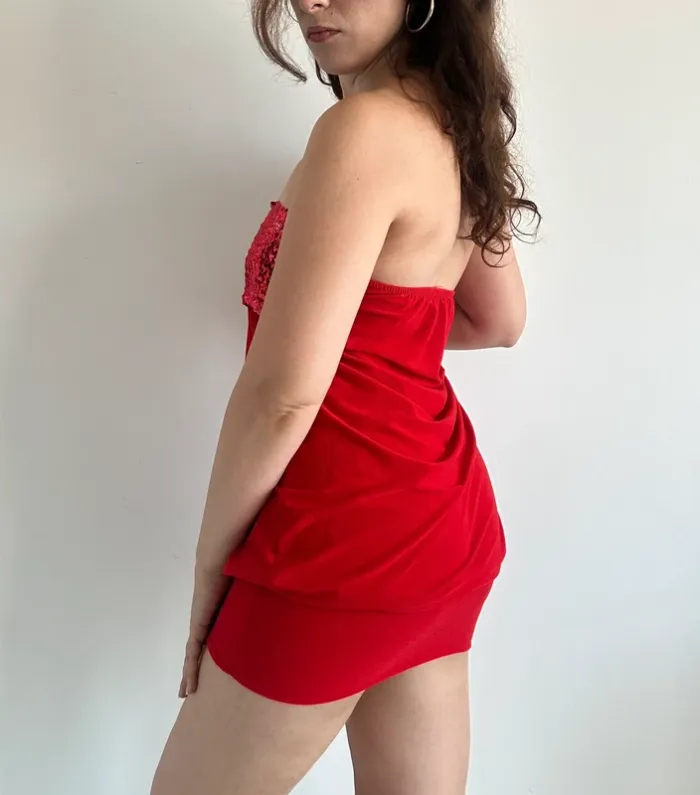 Haut/robe y2k années 2000 rouge à sequins taille S/M - photo numéro 5