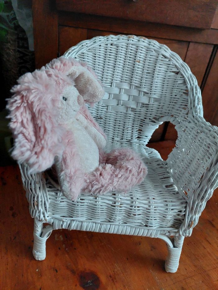 #P5 - Doudou hochet lapin rose La Bande à Basile Moulin Roty - photo numéro 2