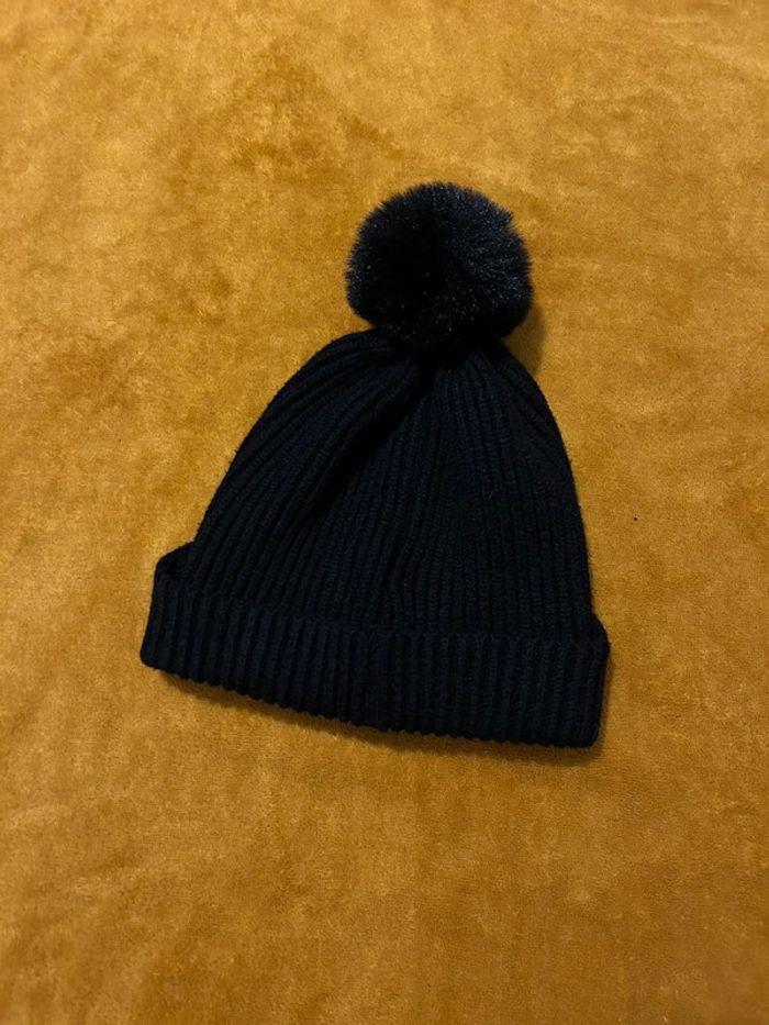 Bonnet noir à pompon fille - photo numéro 3