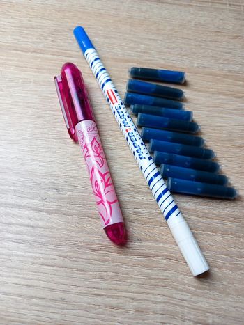 😴lot collection stylo plume fleur  +effaceur Neuf + 10 cartouches encre bleu