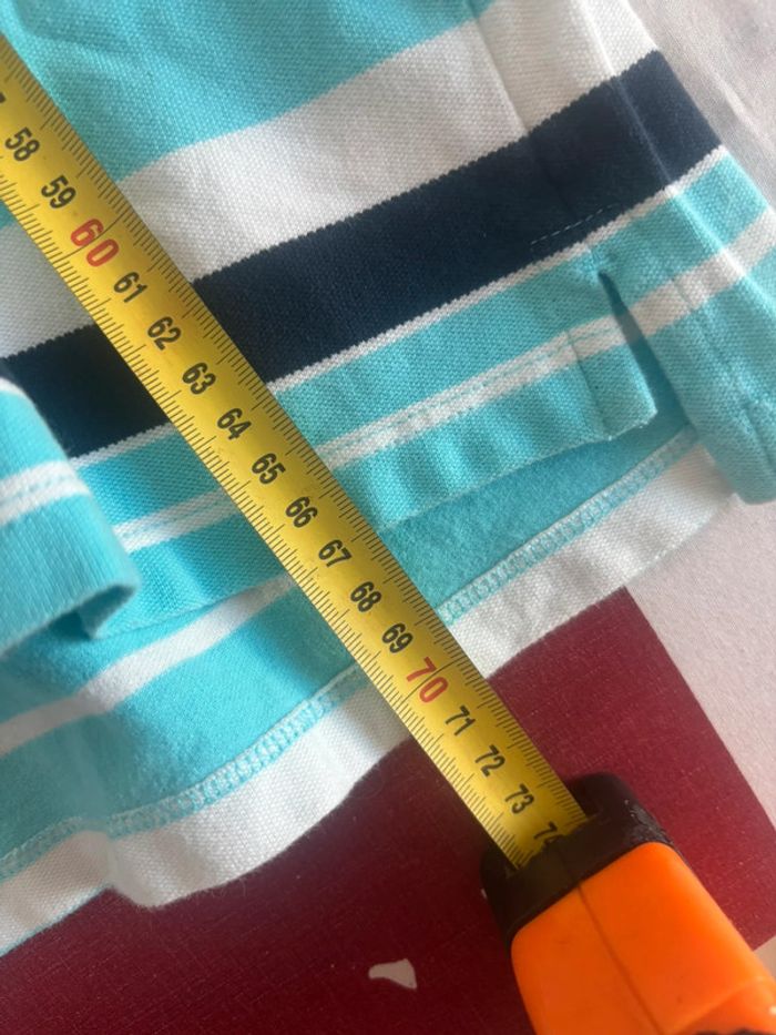 Polo Tommy Hilfiger taille L/XL blanc liserés bleu col V ouvert - photo numéro 10