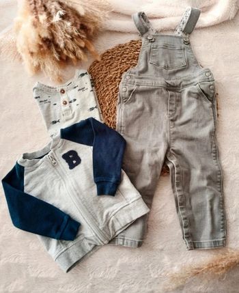 Veste - salopette - t-shirt garçon 9/12 mois