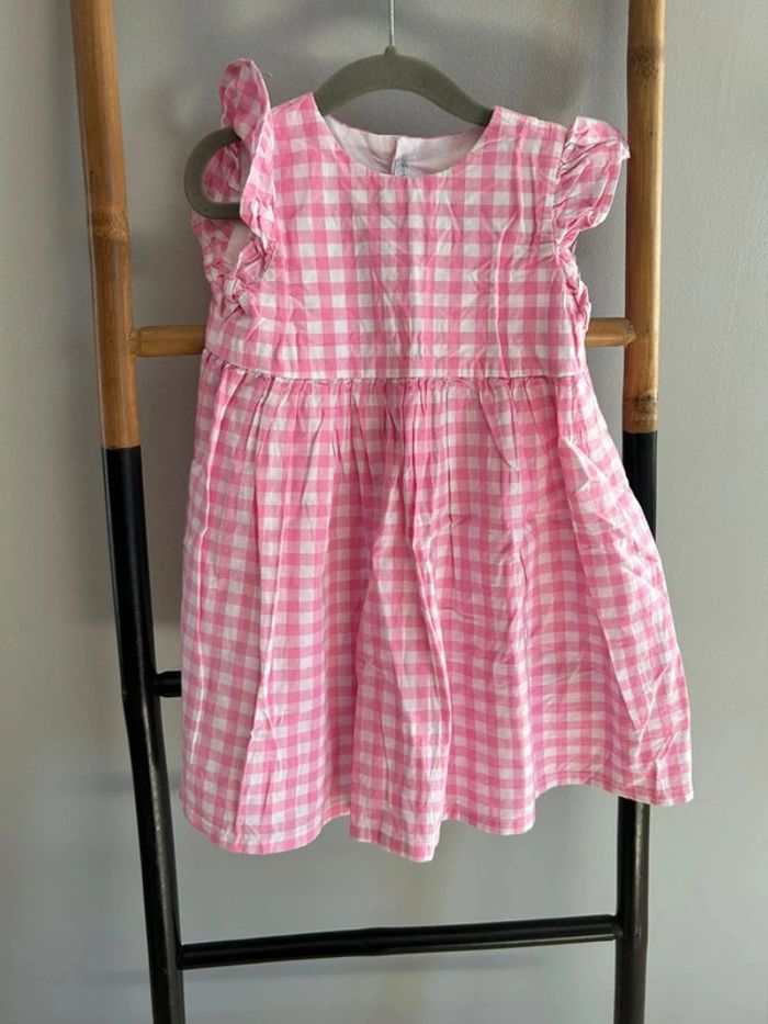 Robe à carreaux vichy rose + barrette - Taille 3-4 ans