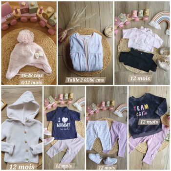 🌺Lot de 11 vêtements bébé fille 12 mois de plusieurs marques