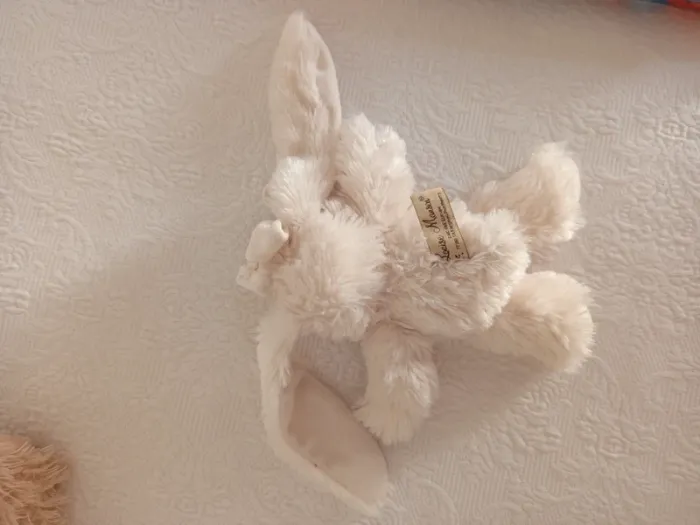 Lapin doudou écru grand noeud Louise Mansen - photo numéro 6