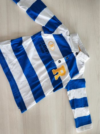 Pull col roulé bleu et blanc rugby 23 mois