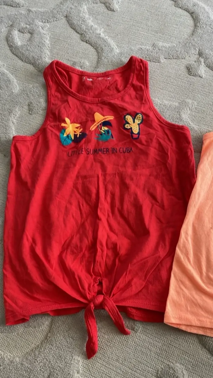 Lot de 2 débardeurs fille – Thème Cuba – Taille 10A / 140 cm - photo numéro 2