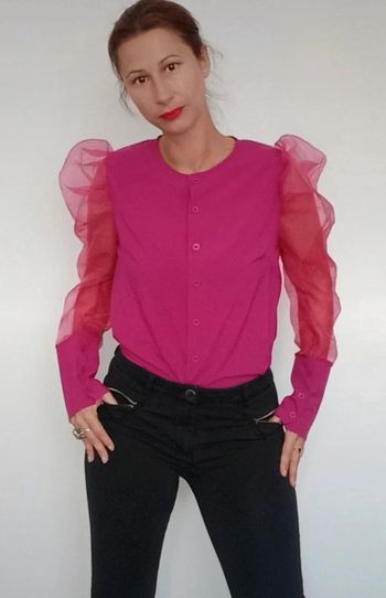 Chemisier femme chic manches tulle taille 40