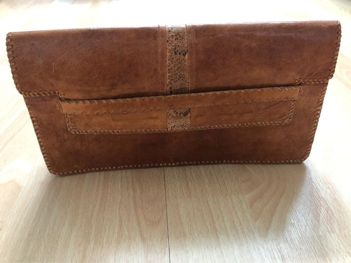Pochette cuir marron