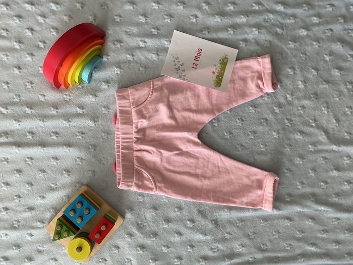 sarouel rose impression derrière taille élastique 12 mois pommette - photo numéro 2