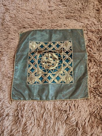 Taie de coussin vert / doré
