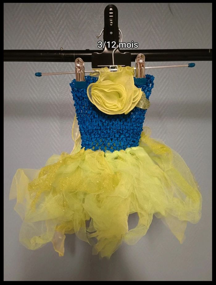Robe tutu verte et bleue, robe de fête cérémonie ou autre taille 3/12 mois