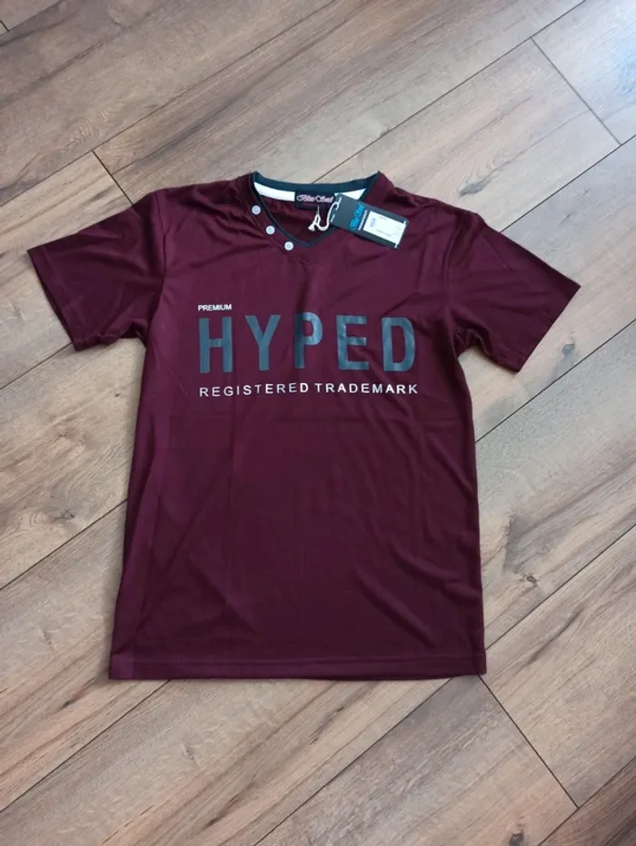 T-shirt bordeaux homme manches courtes flocage L