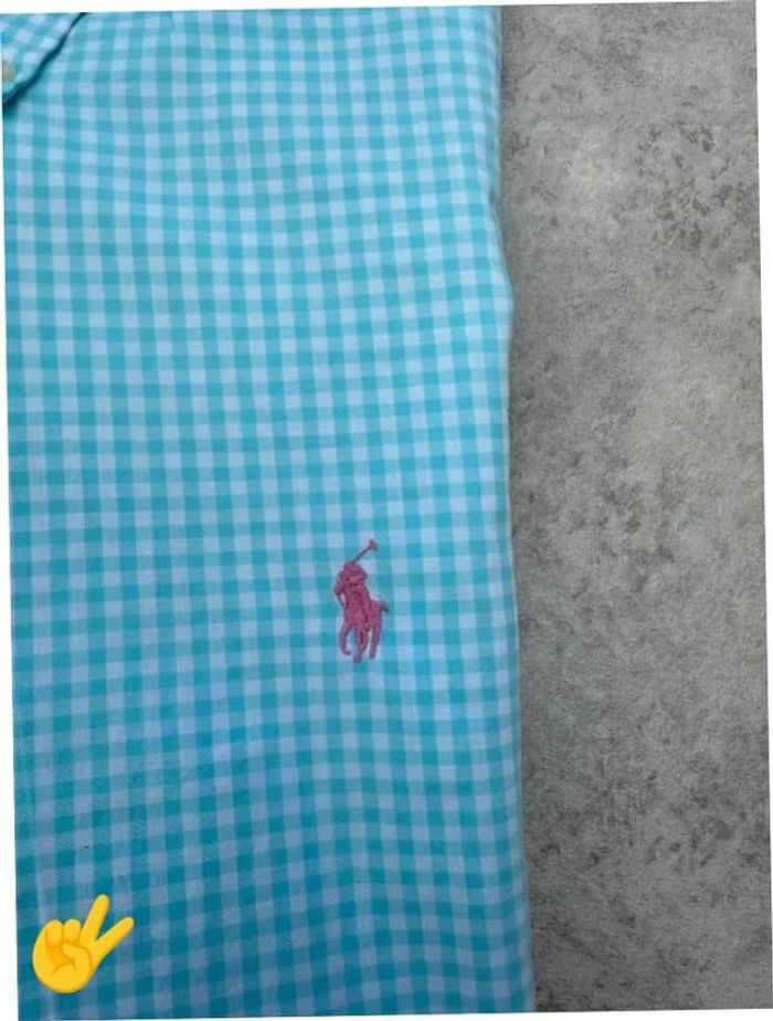 Chemise Ralph Lauren manche longue Taille L bleu vert Homme Men CHE10 - photo numéro 2