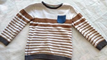 Pull fin 23mois obaibi rayé marron et blanc