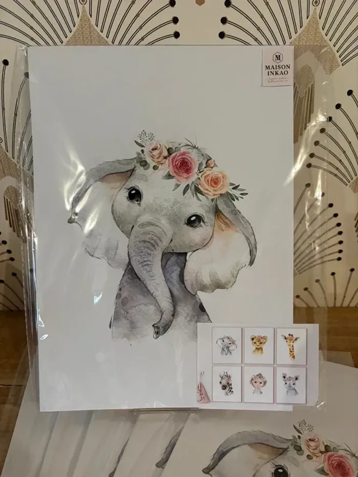 Affiches “Petits animaux à fleurs” pour chambre enfant