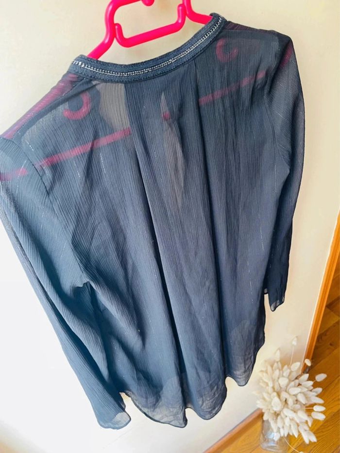 Sublime blouse chemise Zara noir XS fluide neuve à boutonnage décolleté en V - photo numéro 9
