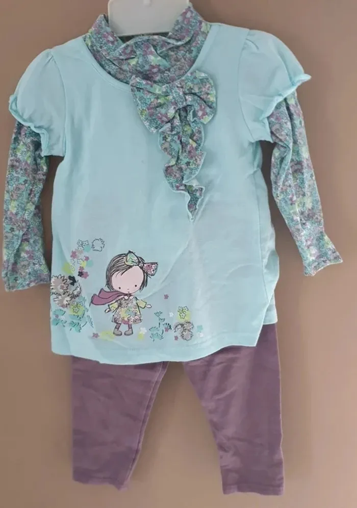 Ensemble 3 pièces bleu violet 18 mois