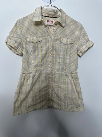 Chemise à carreaux jaune et grise Mustang T36 S