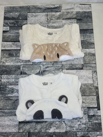Lot de 2 pyjamas velours doux 0mois -Gémo