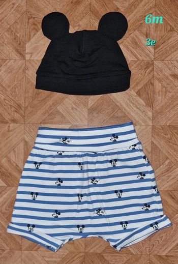 Short et bonnet mickey 6mois h&m