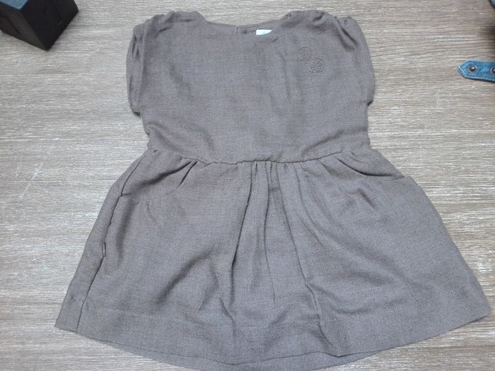 Robe cérémonie élégante chic bébé marron lin